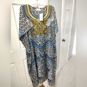 Miss Ravish London women's Artsy flowy cover up kaftan Dress Boho 14-18- NEW